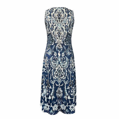 Women's Summer Sleeveless Boho Maxi Sundress Casual Beach Dress