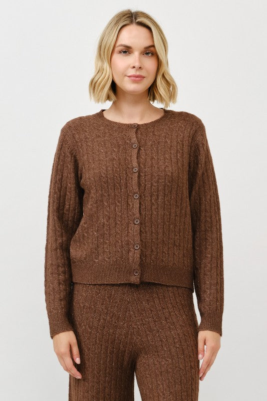Cable Knit Crewneck Cardigan