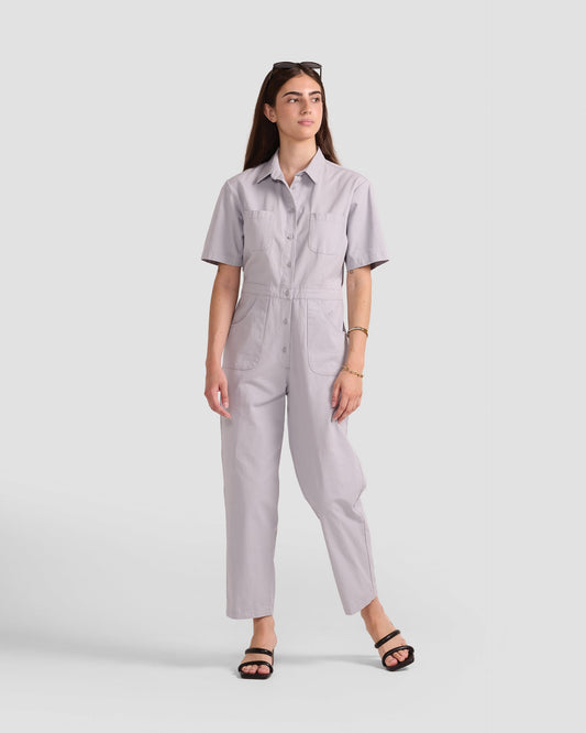 Women's Cloud Grey Twill Jumpsuit