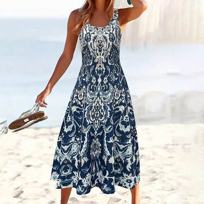 Women's Summer Sleeveless Boho Maxi Sundress Casual Beach Dress